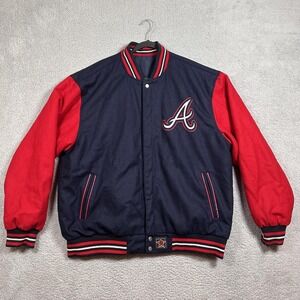Atlanta Braves JH Design Jacket Reversible Mens 3XL Navy Red MLB Baseball